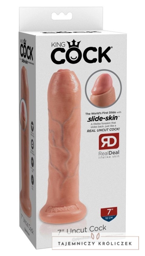 King Cock - Realistyczne Dildo Z Ruchomym Napletkiem 18 CM Jasny Kolor Skóry King Cock