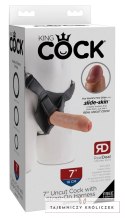 King Cock - Realistyczne Dildo Z Ruchomym Napletkiem Strap-On 18 CM Jasny Kolor Skóry King Cock