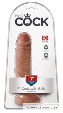 King Cock - Realistyczne Dildo Z Żołędziem Jądrami I Żyłkami 18 CM Ciemny Kolor Skóry King Cock