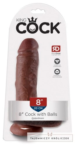 King Cock - Realistyczne Dildo Z Żołędziem Jądrami I Żyłkami 20 CM Ciemny Kolor Skóry King Cock