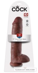 King Cock - Realistyczne Dildo Z Żołędziem Jądrami I Żyłkami 28 CM Brązowy Kolor Skóry King Cock