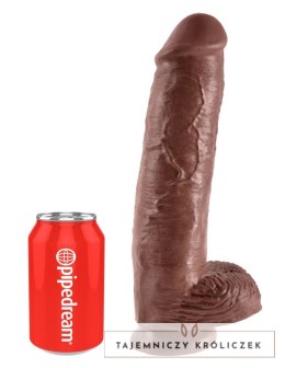 King Cock - Realistyczne Dildo Z Żołędziem Jądrami I Żyłkami 28 CM Brązowy Kolor Skóry King Cock