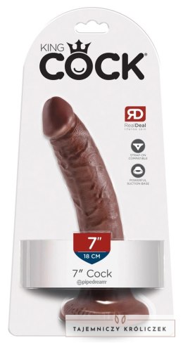 King Cock - Realistyczne Dildo Z Żyłkami I Przyssawką 18 CM Brązowy Kolor Skóry King Cock