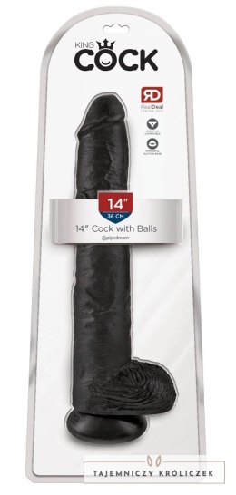 King Cock - Realistyczne Duże Dildo Z Przyssawką 36 CM Czarny King Cock