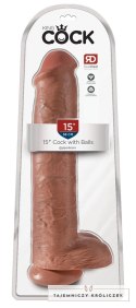 King Cock - Realistyczne Duże Dildo Z Przyssawką 38 CM Ciemny Kolor Skóry King Cock