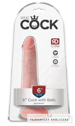 King Cock - Realistyczne Naturalne Dildo Z Przyssawką 15 CM Jasny Kolor Skóry King Cock