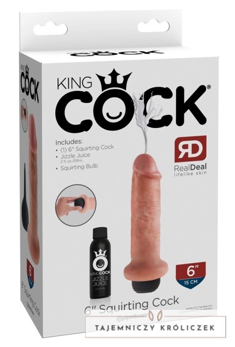 King Cock - Realistyczne Naturalne Dildo Z Wytryskiem 15 CM Jasny Kolor Skóry King Cock