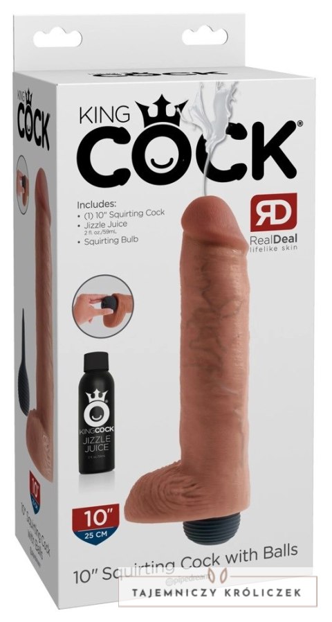 King Cock - Realistyczne Naturalne Dildo Z Wytryskiem 25 CM Jasny Kolor Skóry King Cock