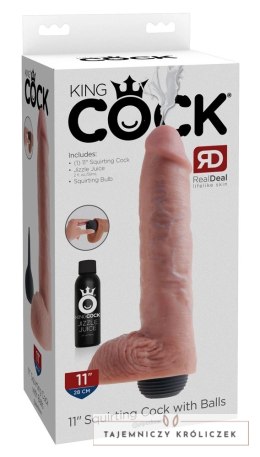 King Cock - Realistyczne Naturalne Dildo Z Wytryskiem 28 CM Jasny Kolor Skóry King Cock