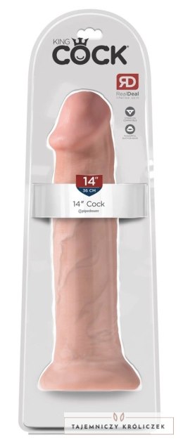 King Cock - Realistyczne Naturalne Dildo Z Żyłkami I Żołędziem 36 CM Jasny Kolor Skóry King Cock