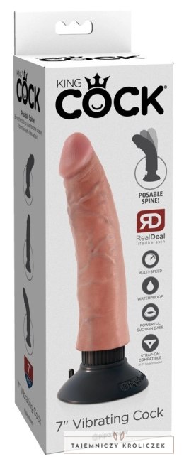 King Cock - Realistyczny Wibrator Jak Naturalny Penis Z Przyssawką 18 CM Jasny Kolor Skóry King Cock