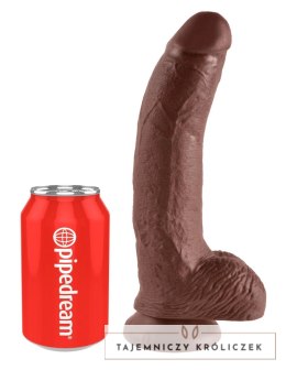 King Cock - Realistyczne Dildo Z Żołędziem Jądrami I Żyłkami 23 CM Brązowy Kolor Skóry King Cock