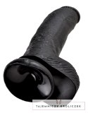 King Cock - Realistyczne Dildo Z Żołędziem Jądrami I Żyłkami 23 CM Czarny King Cock