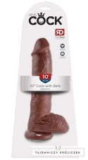 King Cock - Realistyczne Dildo Z Żołędziem Jądrami I Żyłkami 25 CM Brązowy Kolor Skóry King Cock