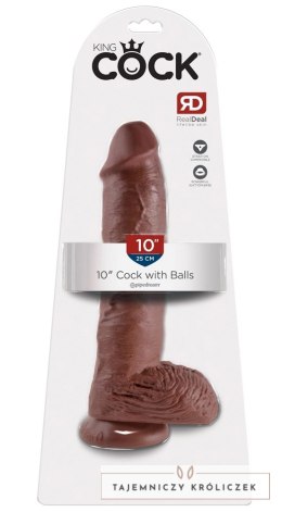 King Cock - Realistyczne Dildo Z Żołędziem Jądrami I Żyłkami 25 CM Brązowy Kolor Skóry King Cock