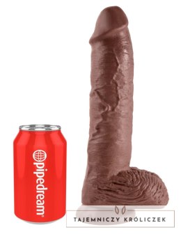 King Cock - Realistyczne Dildo Z Żołędziem Jądrami I Żyłkami 25 CM Brązowy Kolor Skóry King Cock