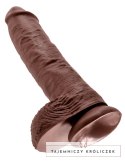 King Cock - Realistyczne Dildo Z Żołędziem Jądrami I Żyłkami 25 CM Brązowy Kolor Skóry King Cock