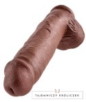 King Cock - Realistyczne Dildo Z Żołędziem Jądrami I Żyłkami 28 CM Brązowy Kolor Skóry King Cock