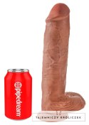 King Cock - Realistyczne Dildo Z Żołędziem Jądrami I Żyłkami 28 CM Ciemny Kolor Skóry King Cock