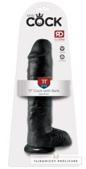 King Cock - Realistyczne Dildo Z Żołędziem Jądrami I Żyłkami 28 CM Czarny King Cock