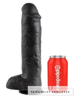 King Cock - Realistyczne Dildo Z Żołędziem Jądrami I Żyłkami 28 CM Czarny King Cock