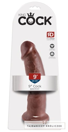 King Cock - Realistyczne Zakrzywione Dildo Z Przyssawką 23 CM Brązowy Kolor Skóry King Cock