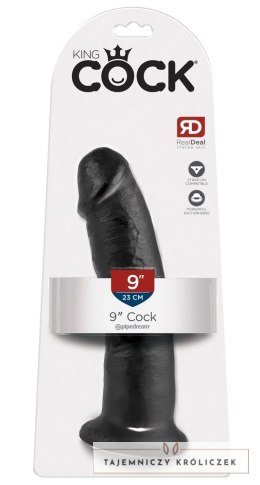 King Cock - Realistyczne Zakrzywione Dildo Z Przyssawką 23 CM Czarny King Cock