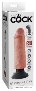 King Cock - Realistyczny Wibrator Jak Naturalny Penis Z Przyssawką 20 CM Jasny Kolor Skóry King Cock