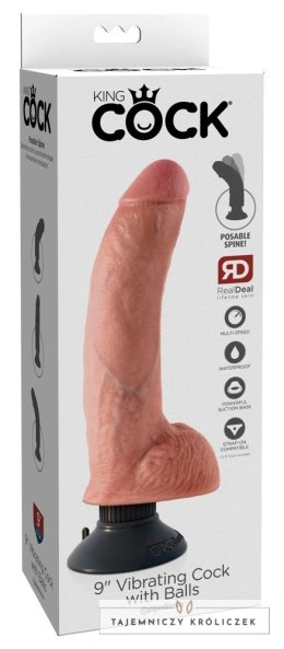 King Cock - Realistyczny Wibrator Z Jądrami I Przyssawką 23 CM Jasny Kolor Skóry King Cock