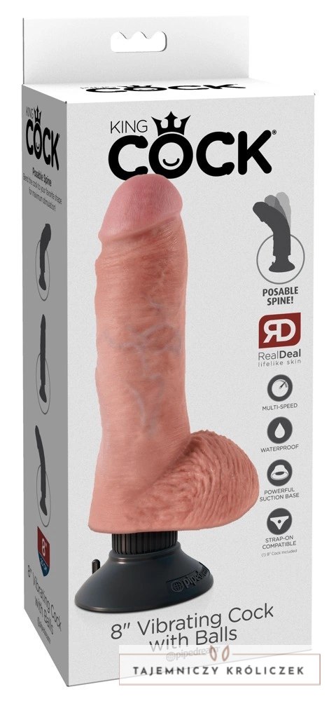 King Cock - Realistyczny Wibrator Z Jądrami I Przyssawką 24 CM Jasny Kolor Skóry King Cock