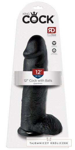 King Cock - Realistyczne Dildo Z Jądrami Czarne 30 CM King Cock