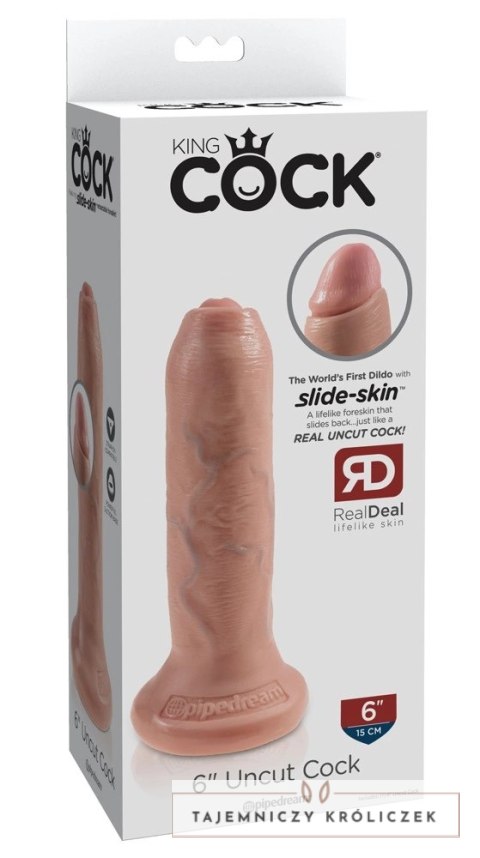 King Cock - Realistyczne Dildo Z Ruchomym Napletkiem 15 CM Jasny Kolor Skóry King Cock