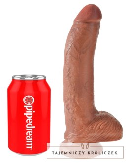 King Cock - Realistyczne Dildo Z Żołędziem Jądrami I Żyłkami 23 CM Ciemny Kolor Skóry King Cock