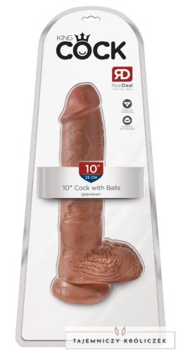 King Cock - Realistyczne Dildo Z Żołędziem Jądrami I Żyłkami 25 CM Ciemny Kolor Skóry King Cock