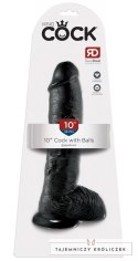 King Cock - Realistyczne Dildo Z Żołędziem Jądrami I Żyłkami 25 CM Czarny King Cock