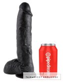 King Cock - Realistyczne Dildo Z Żołędziem Jądrami I Żyłkami 25 CM Czarny King Cock