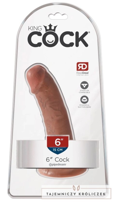 King Cock - Realistyczne Dildo Z Żyłkami I Przyssawką 15 CM Ciemny Kolor Skóry King Cock