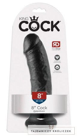 King Cock - Realistyczne Dildo Z Żyłkami I Przyssawką 20 CM Czarny Kolor Skóry King Cock