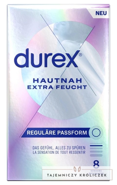 Durex - Najcieńsze Prezerwatywy Lateksowe Nawilżone Hautnah Classic Extra Feucht 8 szt Durex