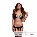 Komplet - Baci Lacy Bra Garter & Open Crotch Panty Black One Size Baci