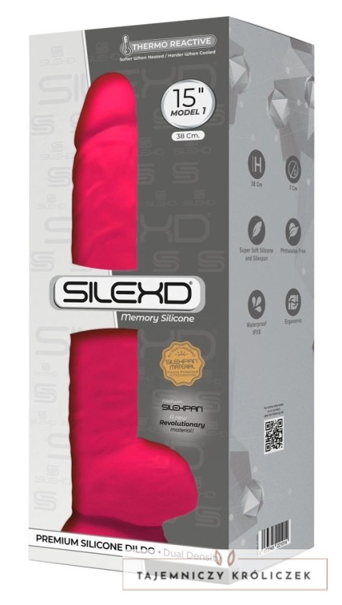 SilexD - Naturalne Dildo Z Jądrami 38 cm Różowe Model 15 Pink SILEXD