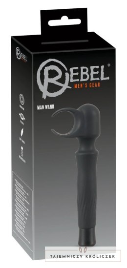 Rebel - 2in1 Masażysta I Masturbator W Jednym 7 Trybów Wibracji Czarny Rebel